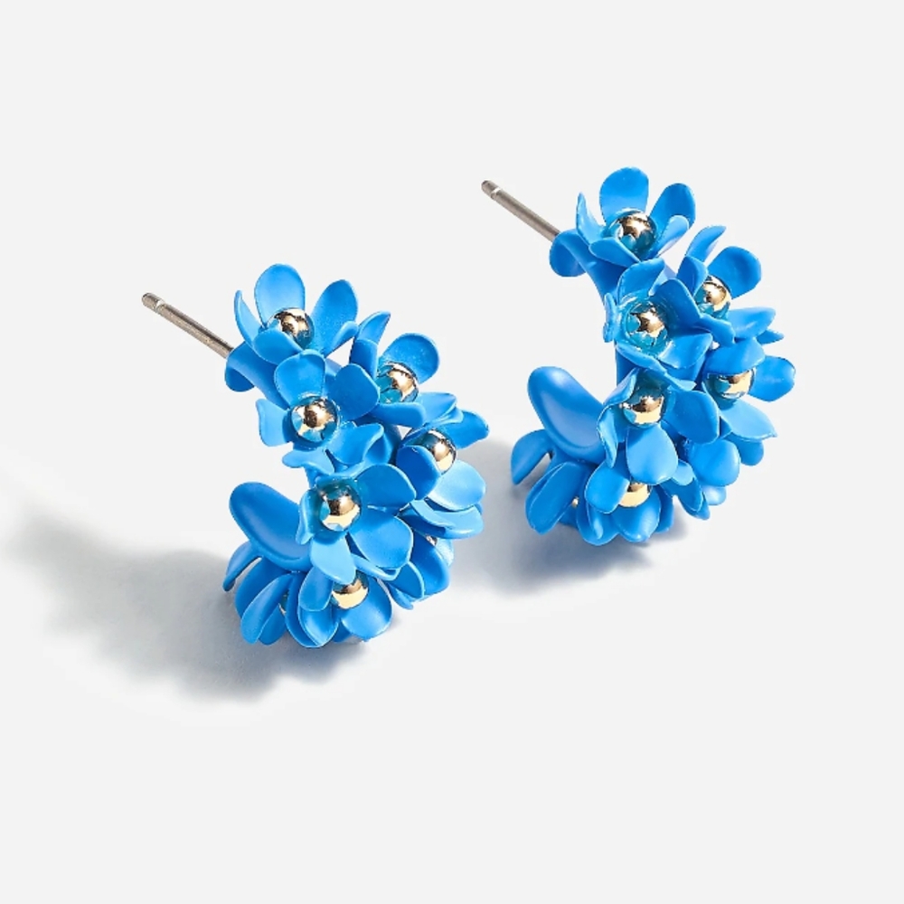 🆕 J. Crew Soft Bouquet Hoop Earrings Island Blue